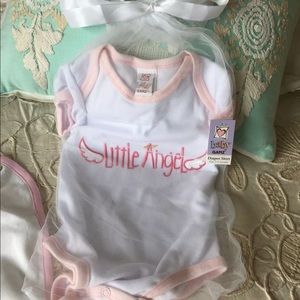 Baby girl Ganz 3-6 mos diaper shirt angel bib set